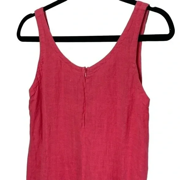Gaiam Woman's XS Sleeveless Maxi Dress Lagenlook Coral Pink Linen Vacation Dress - Picture 7 of 14